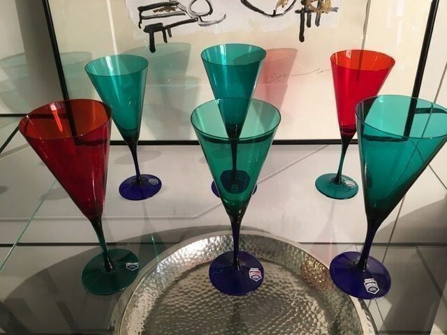 Murano Gläser: 6 originale Murano Champagnergläser, Klebeetikett Cenedese – Neu (gemäss Beschreibung) aus Wald ZH von mo-zart