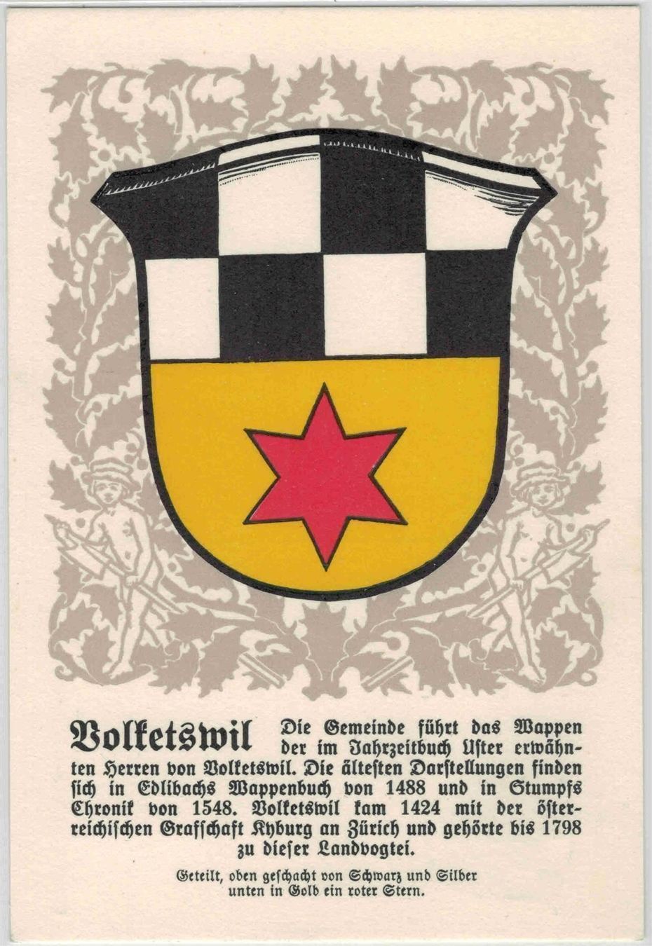 Cartoline postali: ZH 63 Gemeindewappen Volketswil GF – Nuovo (secondo la descrizione) da Fribourg venduto da philafri