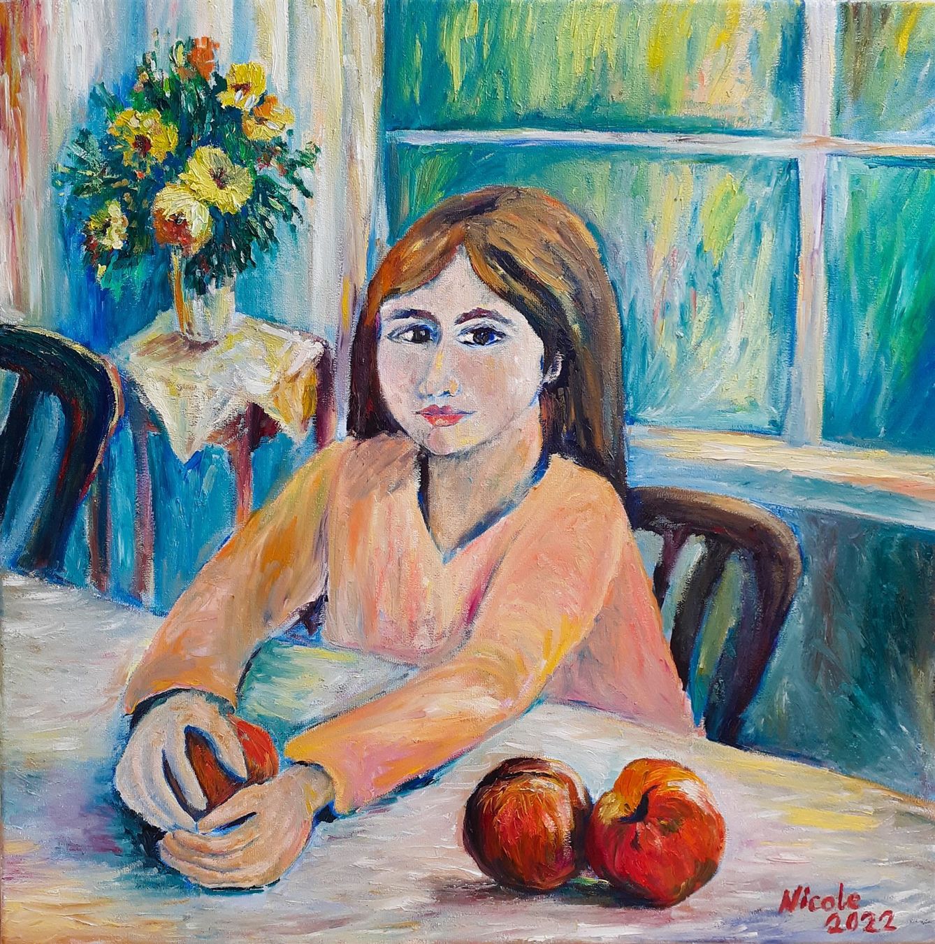 Tableaux: Junges Mädchen mit Pfirsichen – Neuf (Voir description) à Meggen par Nica_Arts