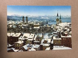AK teilansicht Stadt Zürich Winter mit Alpen