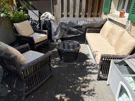 Garten Sitzgruppe Polyrattan 4-teilig Sofagruppe guter Zu...