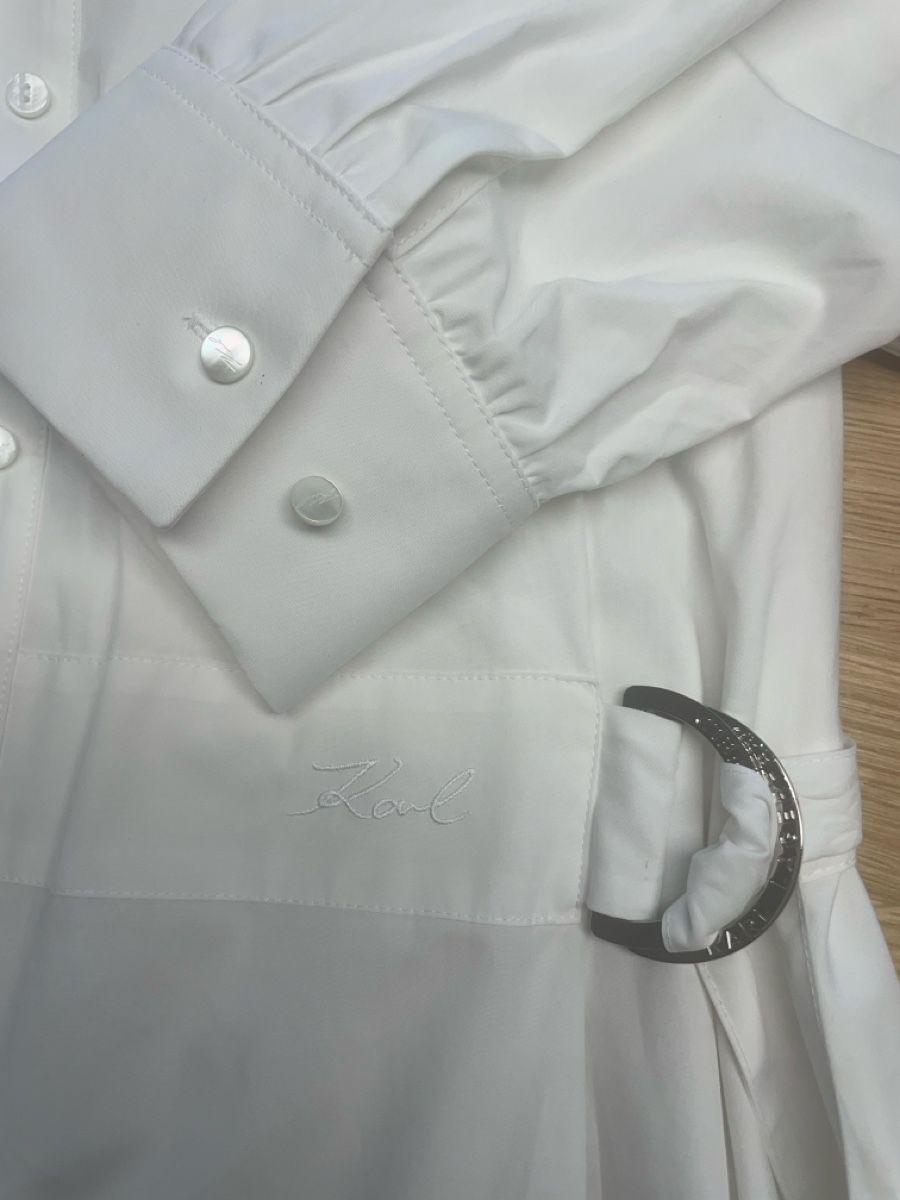 Karl Lagerfeld Vestiti: Karl Lagerfeld Hemdblusenkleid Weiss Baumwolle Gr. 36 – Nuovo (secondo la descrizione) da Steinhausen venduto da Marmottarosa 9