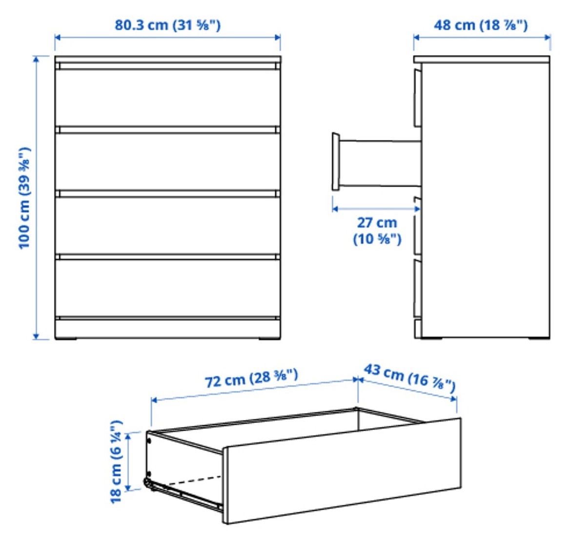Ikea Cassettiere: Weisse Kommode 4 Schubladen – Ikea MALM – Usato da Zürich venduto da leanfu_ 2