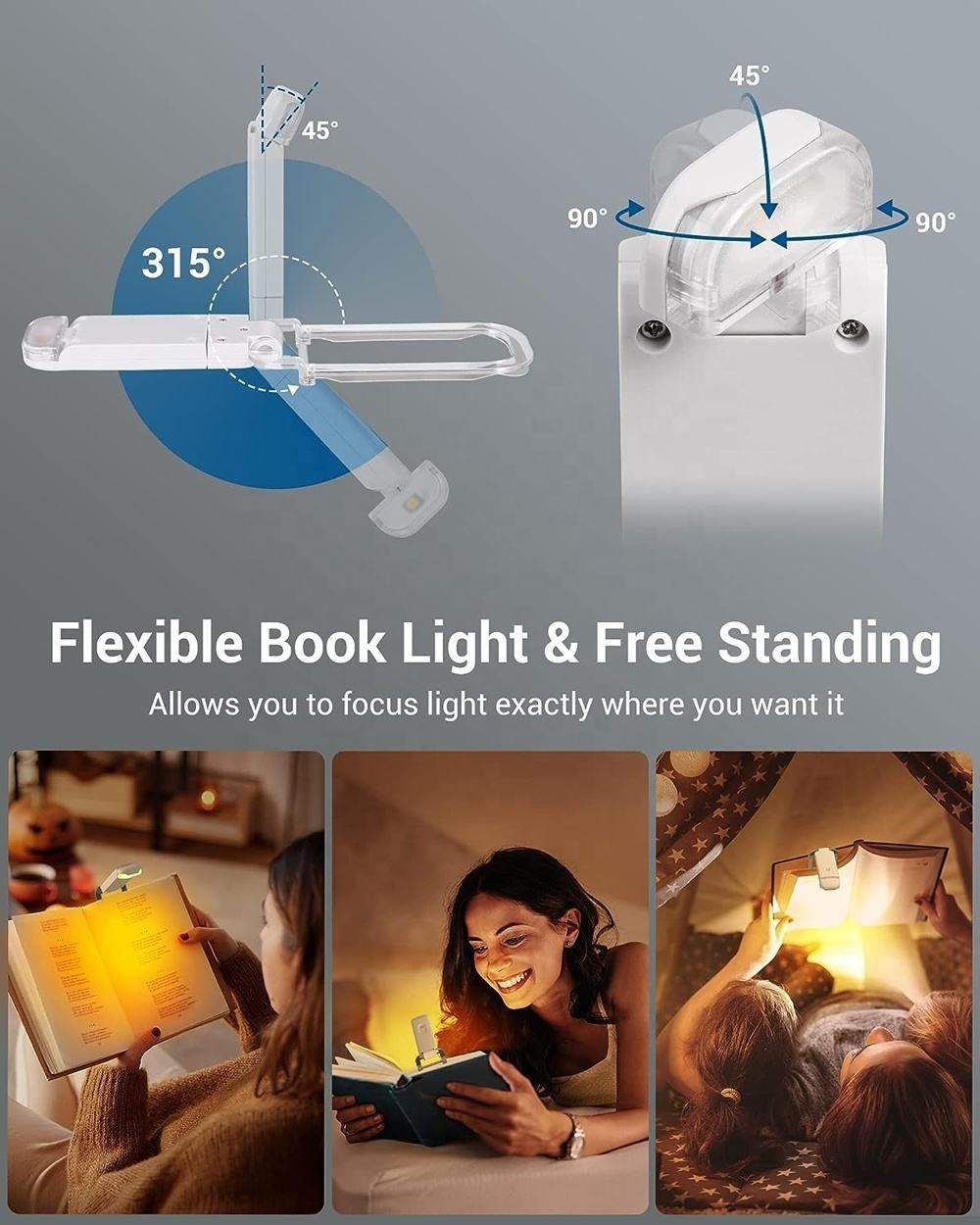Lampade: Led Leselampe Buch Klemmlampe 3 Einstellbare Helligkeit – Nuovo (secondo la descrizione) da Thun venduto da nuonuoshop 3
