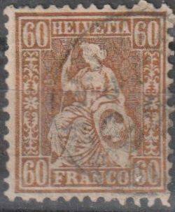 Tutti i francobolli: Sitzende Helvetia 60 Rp Kat. 275.- – Usato da Fislisbach venduto da Zigzag12