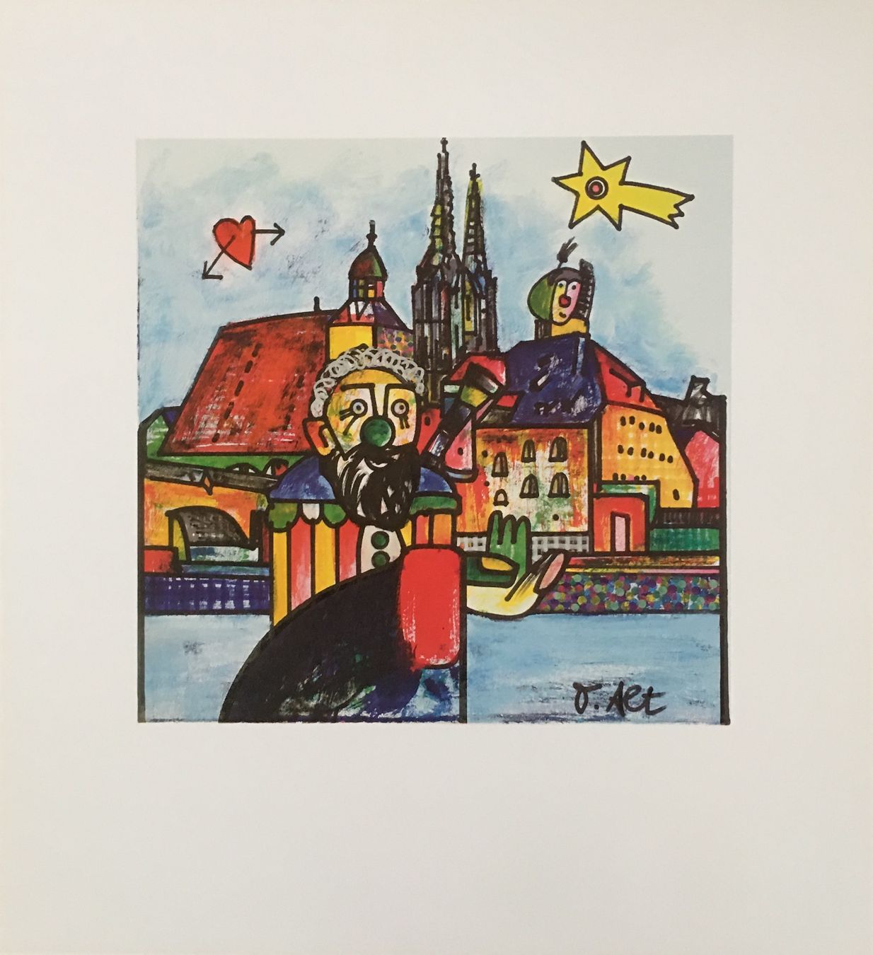 Grafica & Litografie: Otmar Alt   "Regensburg"    Farboffsetlithographie – Usato da Nennigkofen venduto da waltraub