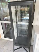 Vitrinen-Schrank dunkelgrau Glas Metall abschliessbar gut er