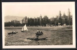 AK Zürich, Rotes Schloss mit Alpenquai