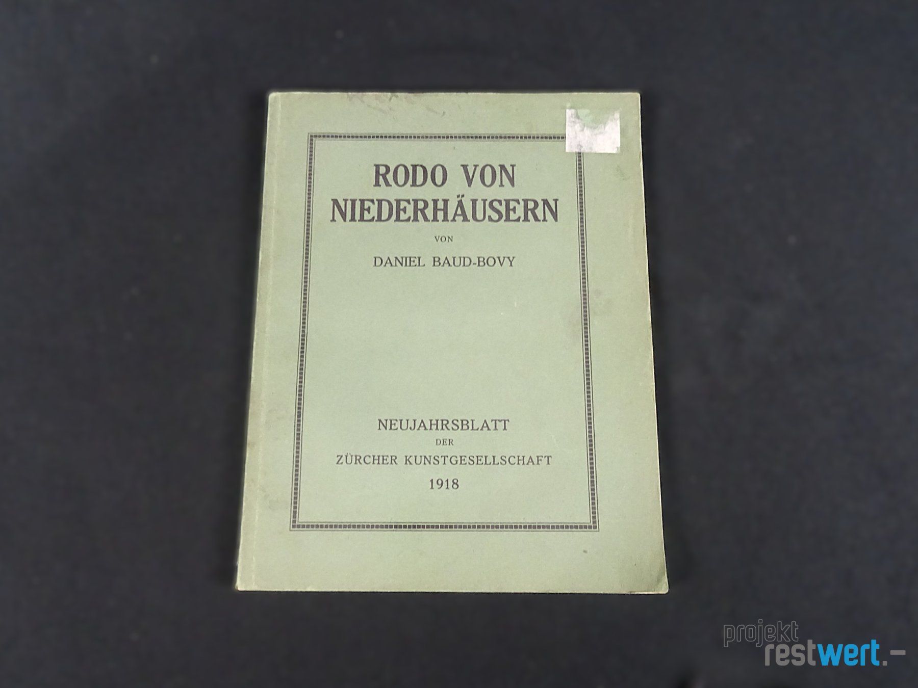 Libri: Rodo Von Niederhäusern von DANIEL BAUD-BOVY – Usato da Bülach venduto da restwert_buelach