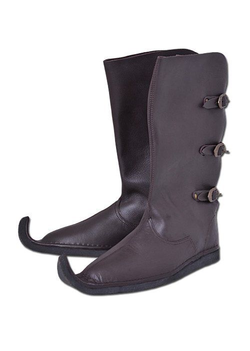 Costumi: Mittelalter-Schnabelstiefel, Grösse 42, braun, Leder – Nuovo e nell'imballaggio originale da Pfäffikon ZH venduto da Allerhandundgwand