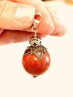 Red Agate Sterling Silver Filigree Pendant