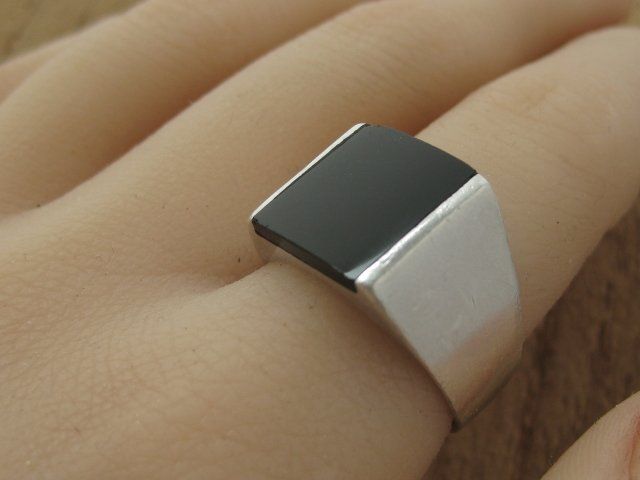 Ringe: Vintage Ring Silber 925 + SGA Onyx  Gr. 58 – Gebraucht aus Ermatingen von Decovin 1