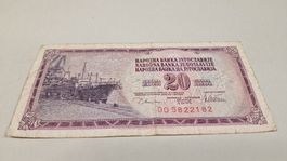 20 Dinar Banknote Jugoslawien, Jahr 1978, Rarität!