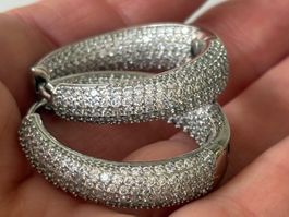 Luxus Elegante XL Ohrstecker /Creolen Farbe: Silber/Zirkonia