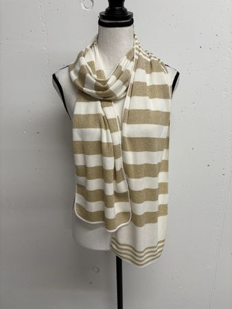 D.SPORT Schal gestreift Gold beige Feinstrick Strick