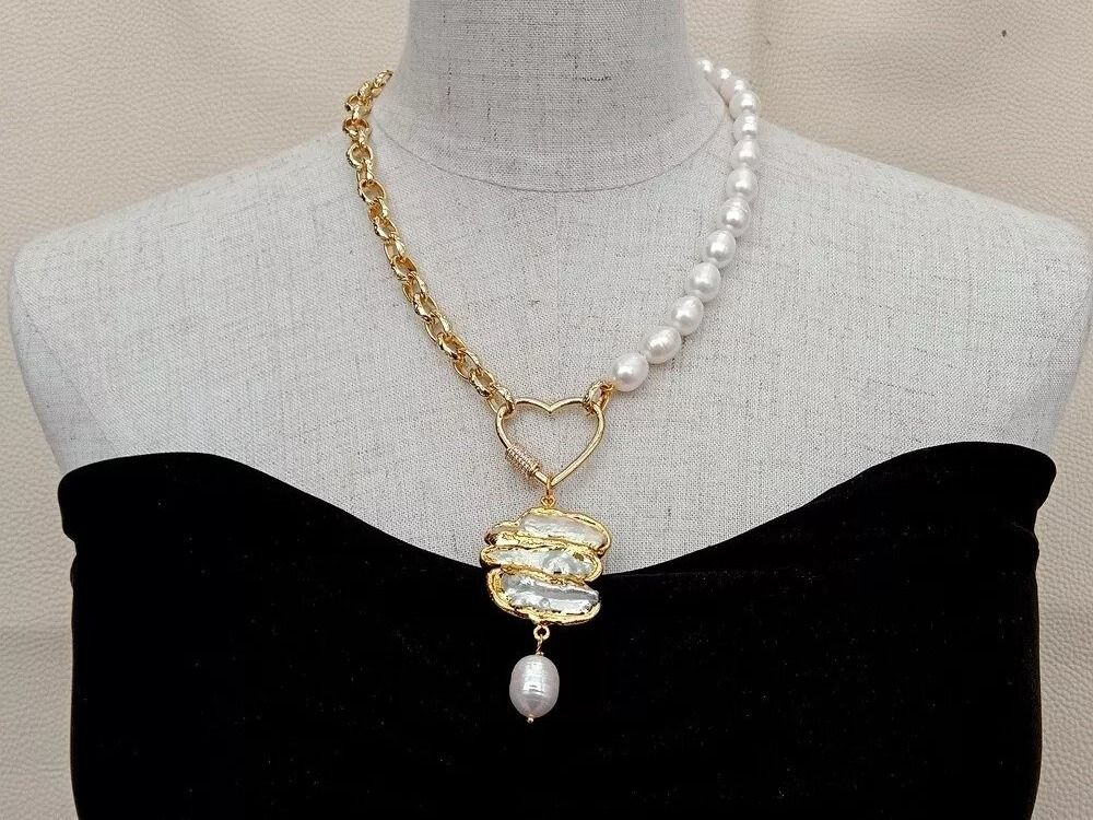 Catenine: Lua Design Herz Perlen Halskette Collier Perle Biwa 48 cm – Nuovo (secondo la descrizione) da Prilly venduto da ilyria73 6