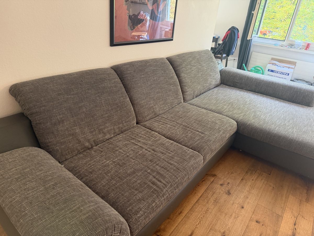 Pfister Sofas: Ecksofa mit Bettfunktion grau Stoff Leder Optik gebraucht – Gebraucht aus Schlieren von sheila000 4