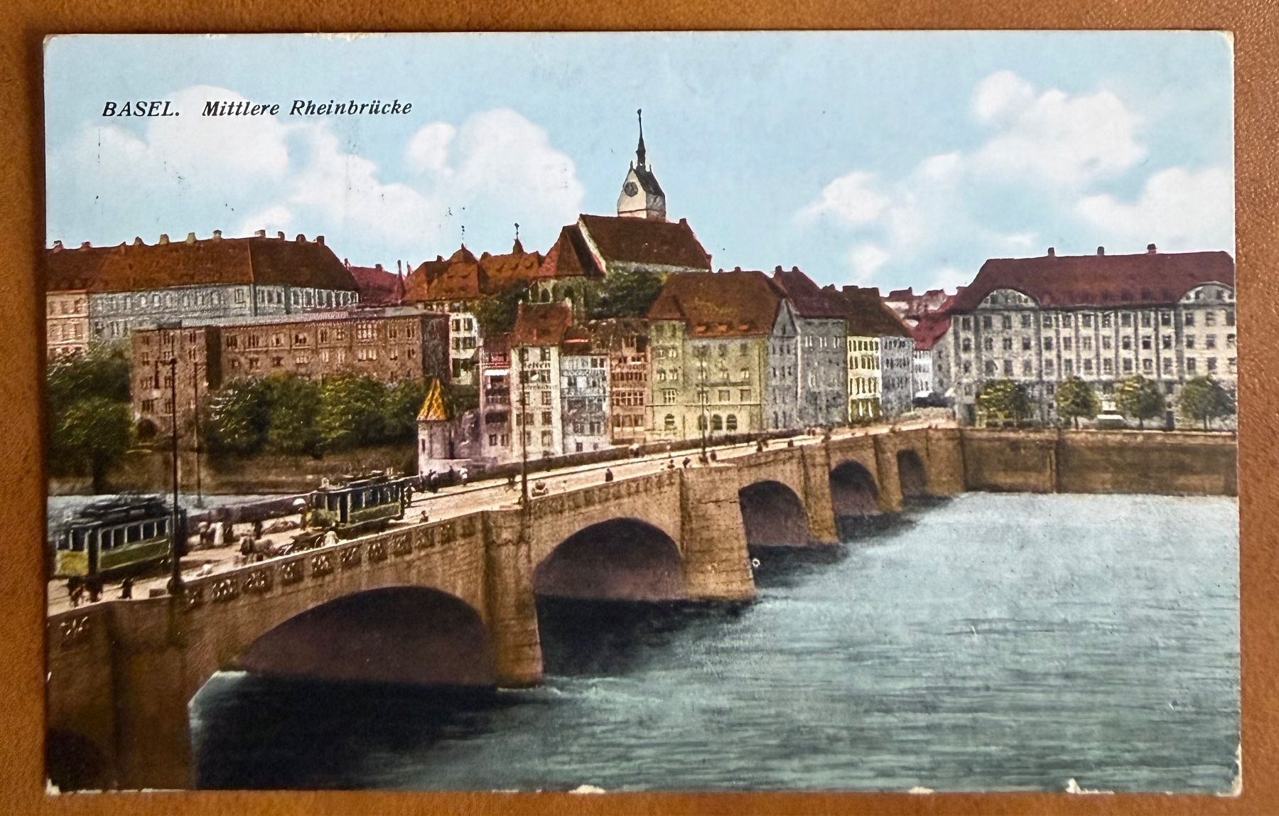Cartoline postali: Basel - Trams - Rheinbrücke 1928 – Usato da Lutry venduto da Ediego