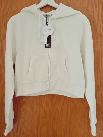 Stradivarius Cropped Hoodie weiss NEU mit Etikett, Gr. L