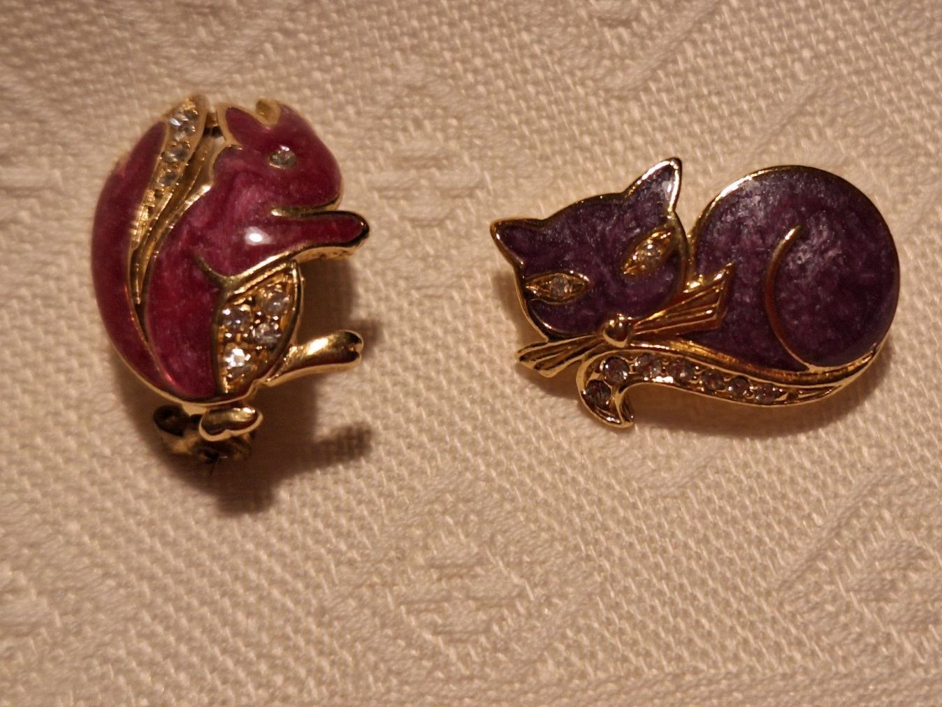Broschen & Nadeln: 2 Vintage Broschen Modeschmuck , Emailiert Katze , Eichhorn – Gebraucht aus Dornach von majo8689 5