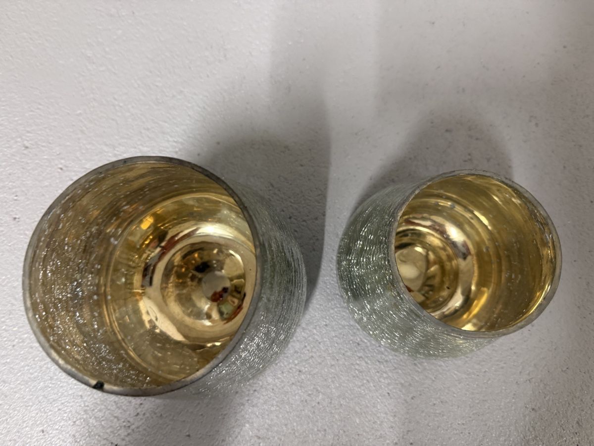 Portacandele: 2 Windlichter aus Glas, Silber/Gold – Usato da Wettingen venduto da VC1993 1