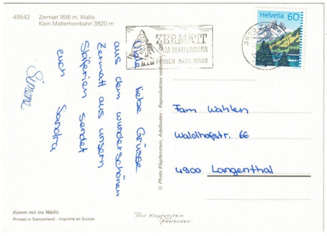 Cartoline postali: Zermatt - 2 Bild AK – Usato da Binningen venduto da Mountainrider 1