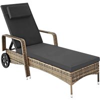 Sonnenliege Rattan mit Rollen verstellbar TORVANA