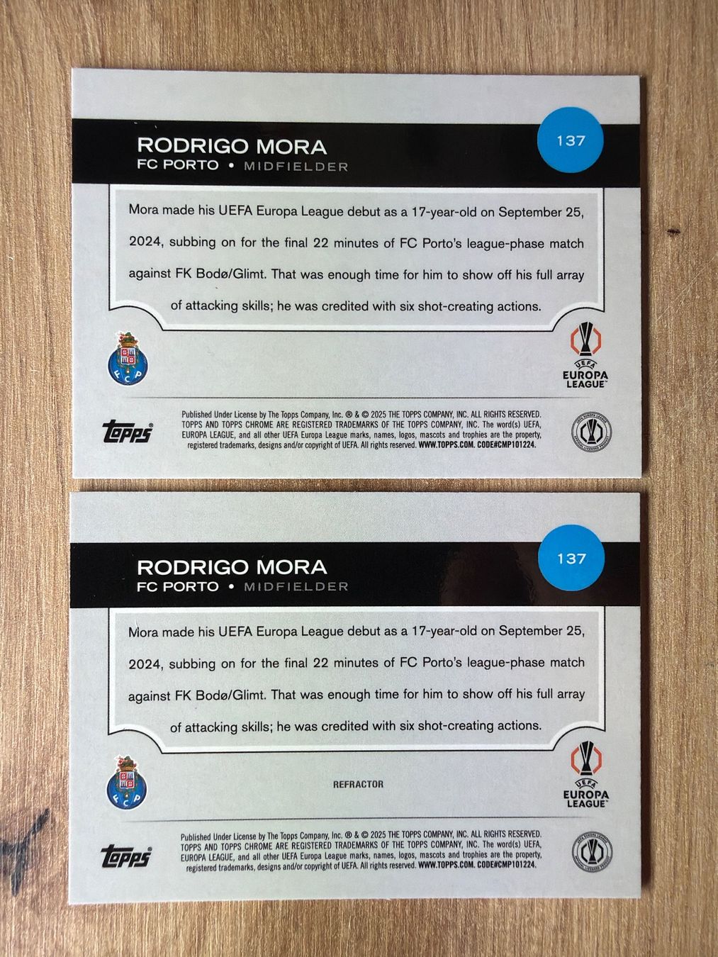 Topps Carte collezionabili: Soccer Rodrigo Mora RC REFRACTOR & Base Topps Chrome 2025 – Usato da Netstal venduto da Clutch79Cardz 1