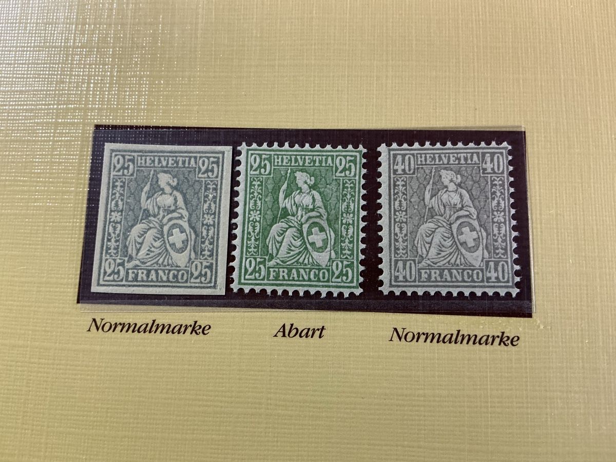 Alle Briefmarken: Schweizer Briefmarken 49 und 50, Helvetia, Probedruck – Neu (gemäss Beschreibung) aus Hedingen von Juniswiss 1