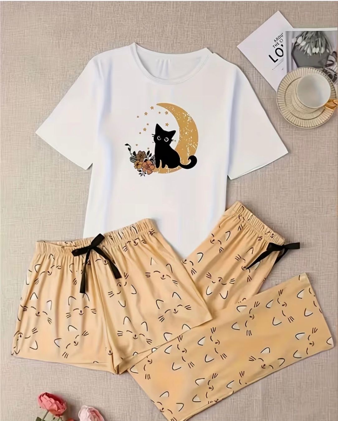 Negligees & Pigiami: Schlafanzug-Pyjama-3-teilig-Katze-Mond-super flauschig-Top – Nuovo e nell'imballaggio originale da Teufenthal AG venduto da MeineSchatztruhe