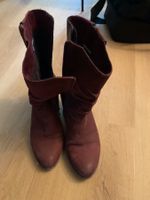 Stiefelette aus Leder, weinrot