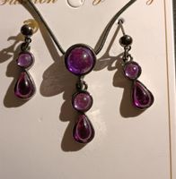 Elegant Amethyst-Style Necklace & Earring Set - Stunning!