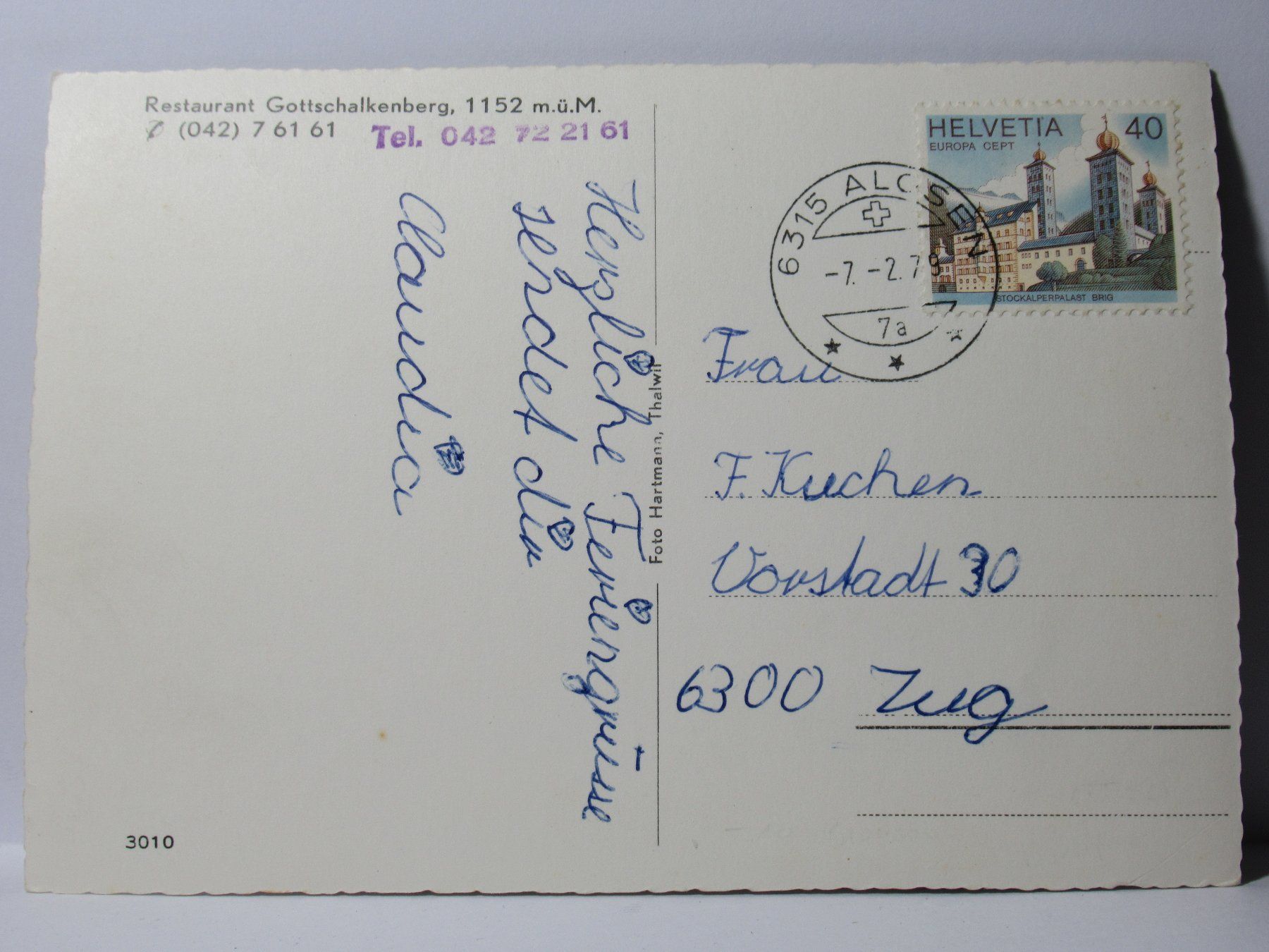 Cartes postales: Restaurant Gottschalkenberg 1979 – D'occasion à Grenchen par Bluemchen1900 2