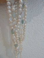 Schmuck Perlen Kette Aquamarin,  Perlen, Bergkristall Sommer