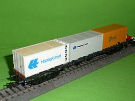 DB Vierachs- Rungenwagen 4663  +2x Hapag + Sea Container rkf