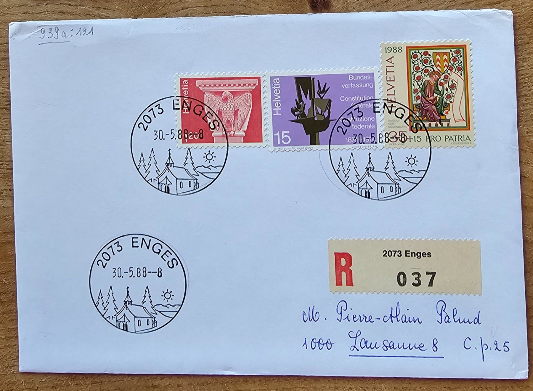 Tous les timbres: Lettre recommandée avec obl. spéciale ENGES 30.5.88 – Neuf (Voir description) à Les Valettes par Nuba1