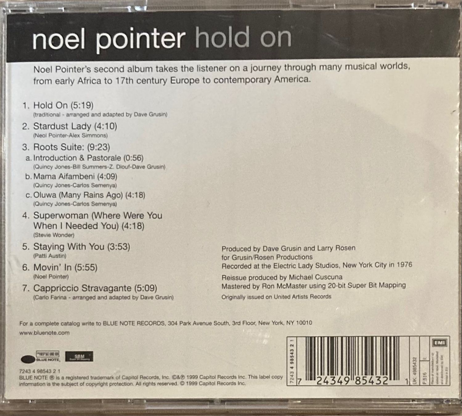 CDs: NOEL POINTER - HOLD ON – D'occasion à Poliez-Pittet par Newtown-Records 1