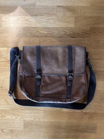 FOSSIL Leder Umhängetasche Aktentasche Braun Vintage Optik