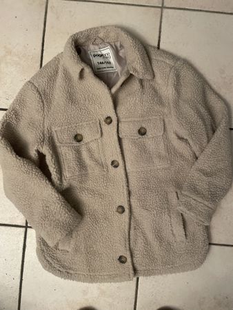 Kuscheliger Winter Teddy Mantel Gr 146/152 beige