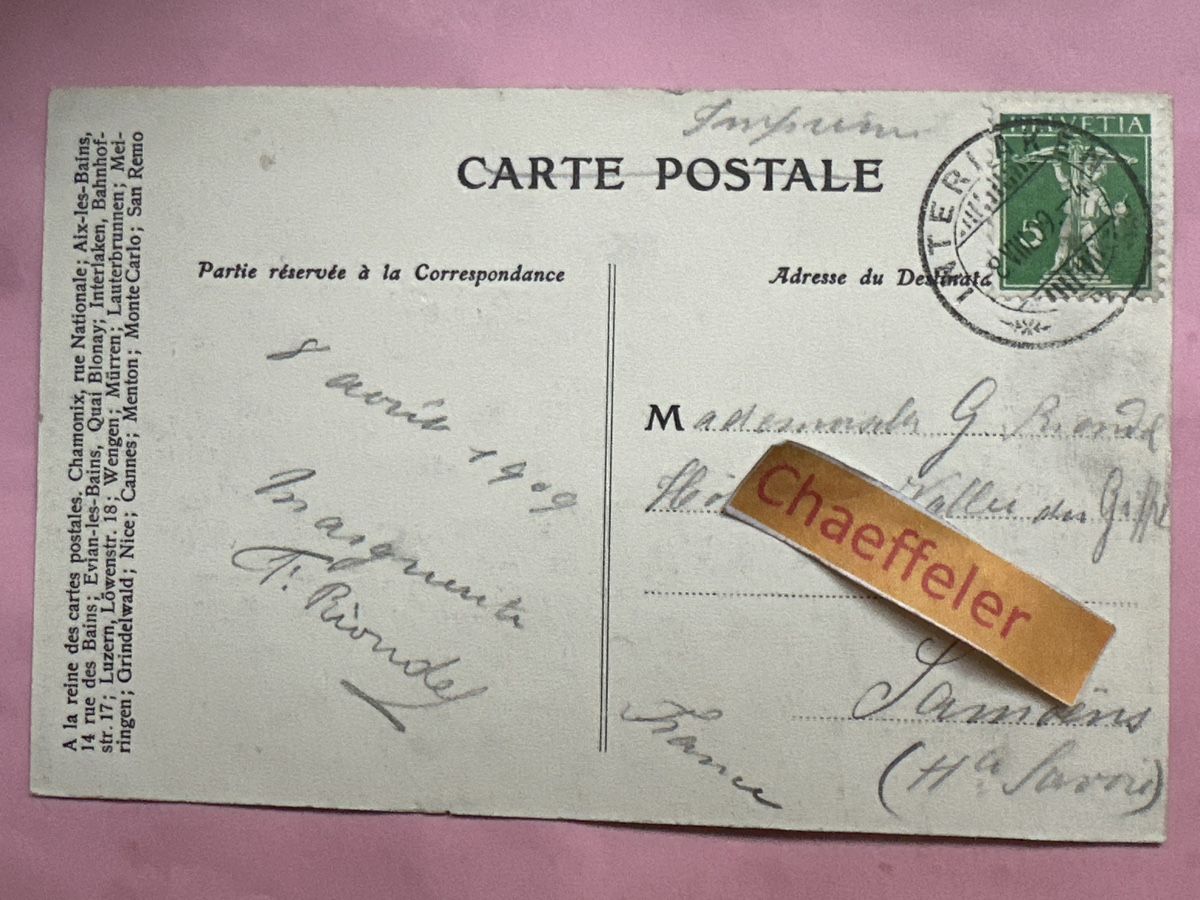 Cartes postales: 1909  550 Interlaken und Jungfrau  – D'occasion à Zürich par Chaeffeler 1