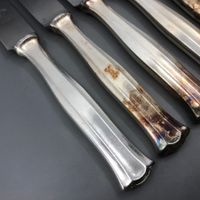 6 Tafelmesser versilbert Wellner Jugendstil Modell 520