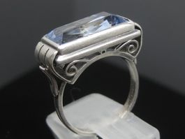 Antik Ring Silber 900 Spinell synt. (Aquamarin Farben) Gr.57