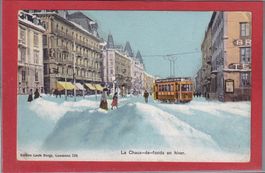 Le Tram à la Chaux de fonds - Hiver - 1907