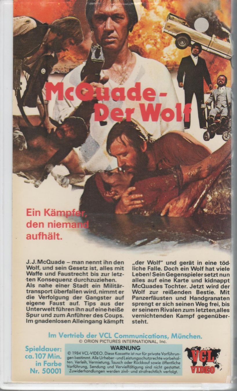 Tutti i VHS: McQuade - Der Wolf mit Chuck Norris VHS  VCL1984 – Usato da Remetschwil venduto da Privatflohmi 1