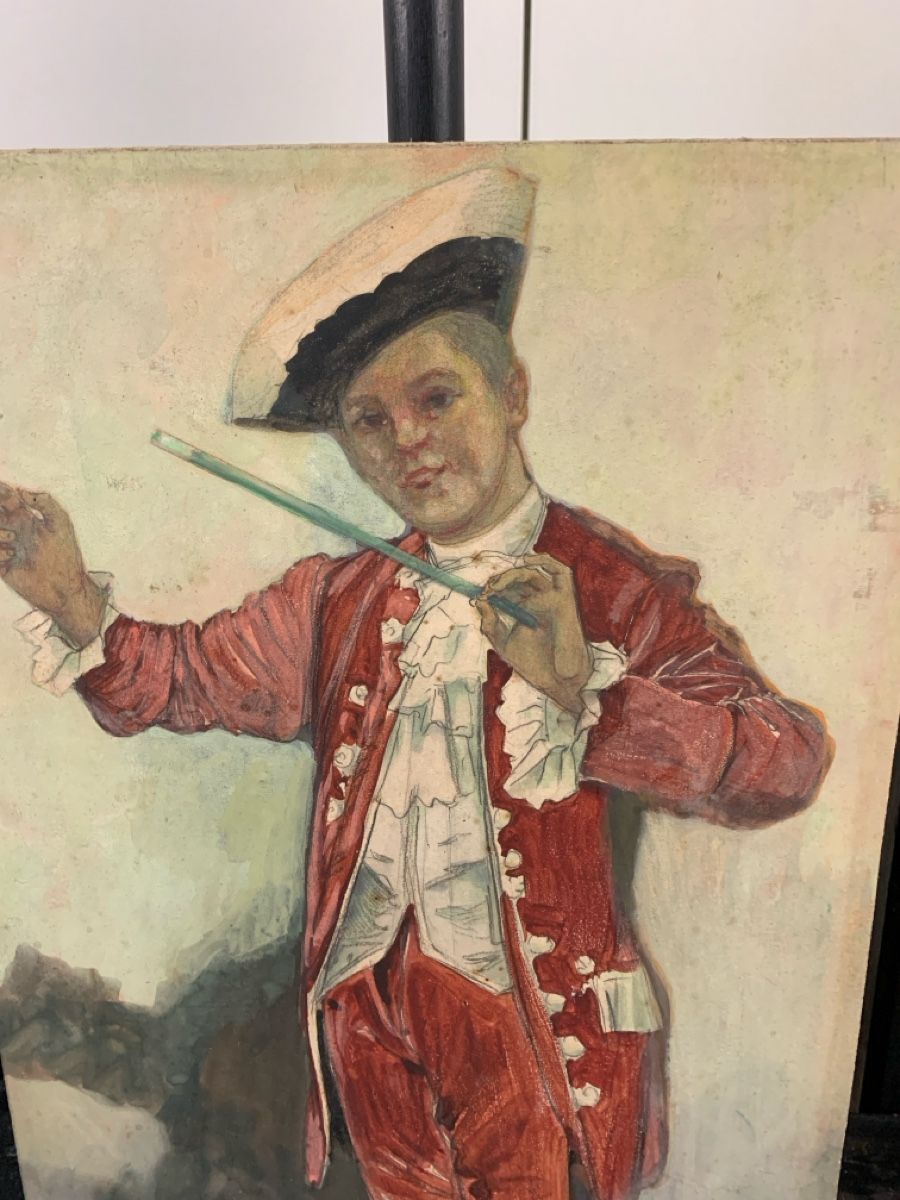 Tableaux: Gouache eines Dirigenten signiert – D'occasion à Wolfhalden par SecondAntique 1