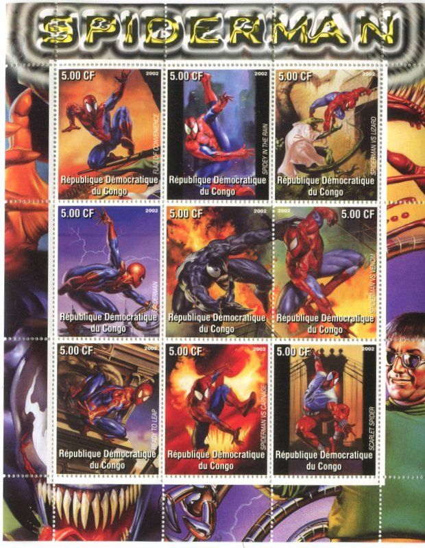 Alle Briefmarken: Block "Spider-Man". Kongo – Neu und originalverpackt aus Basel von Butsch5