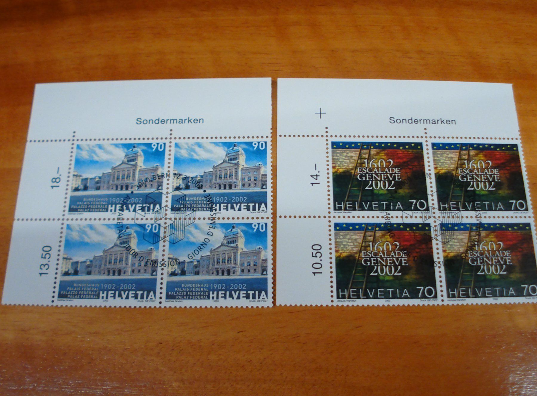 Alle Briefmarken: Satz Sondermarken 2002, 4erblock ET-o + FDC – Gebraucht aus Niederwil AG von morostahu