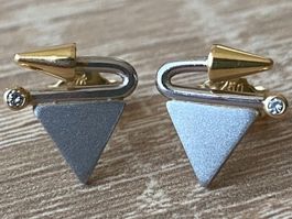 Einzigartige Ohrstecker 950 Platin & 750 GG mit Diamanten