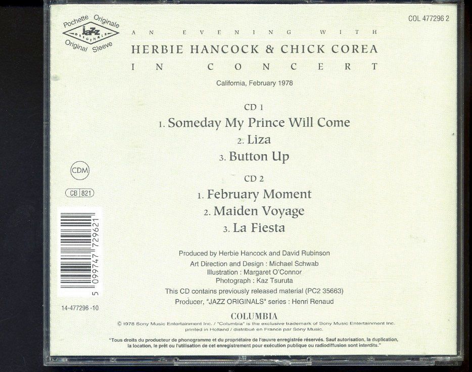 CDs: An Evening With Herbie Hancock & Chick Corea – Gebraucht aus Delémont von MaxPlan 1