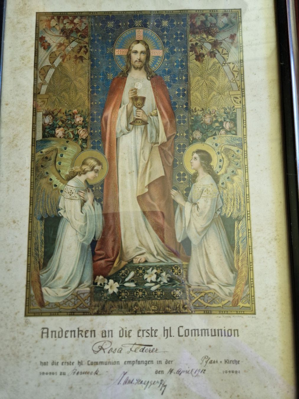 Grafica & Litografie: antike Lithographie Andenken hl. Communion – Usato da Mörschwil venduto da antiksalon21 2